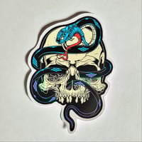 Image 1 of Skull With Cobra Weaving In And Out Of It Matte Vinyl Sticker