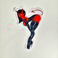 Image 1 of Pinup Girl Style She Devil In Thigh High Boots Matte Vinyl Sticker