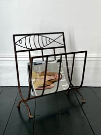 Image 1 of French Wrought Iron Magazine Holder with Fish Motif