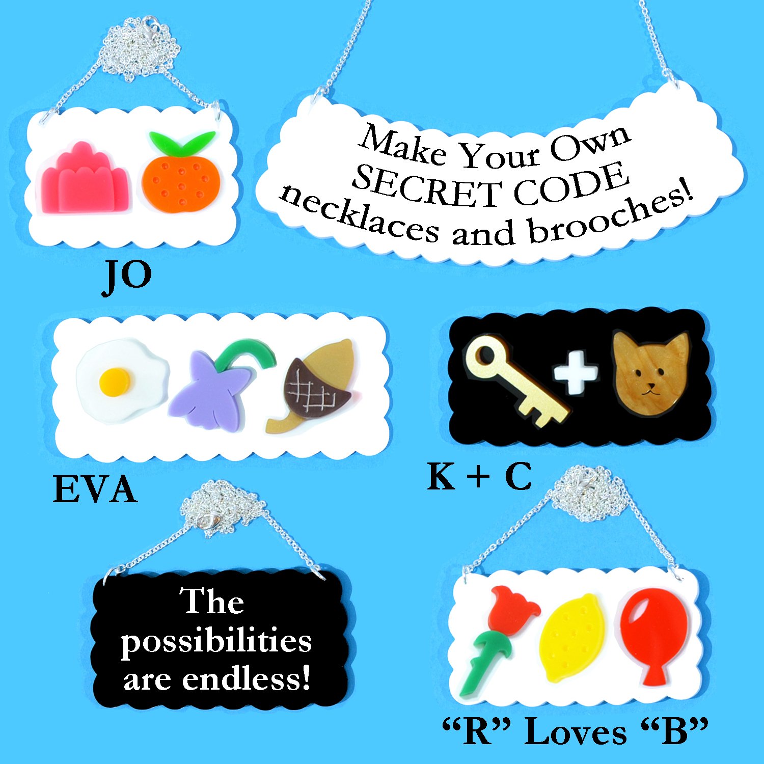 Image of Make Your Own Secret Code Necklace or Brooch