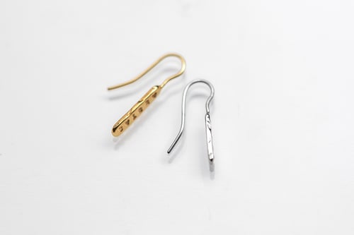 Image of Plain light silver earrings with gilding and without with inscription in Latin