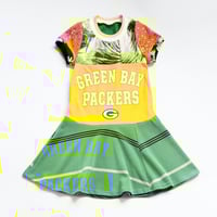 Image 3 of NFL football team chiefs packers 3T 4T 4/5 courtneycourtney patchwork tshirt dress made in chicago