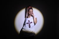 Image 4 of SOLD Giantgem - Multicolour massive Rhinestone Cross white T shirt