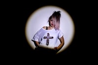 Image 10 of SOLD Giantgem - Multicolour massive Rhinestone Cross white T shirt