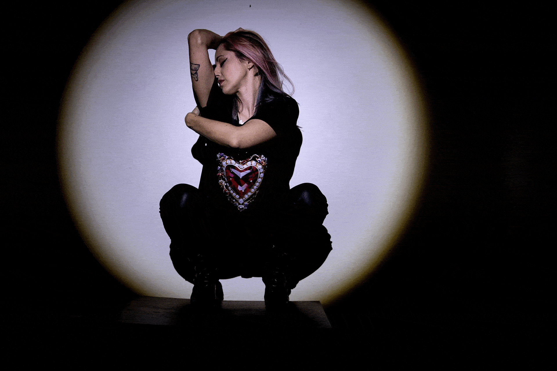 Image 3 of SOLD Giantgem - PINK Heavily jewelled Ruby heart T shirt