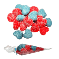 Zure Blauwe Framboos En Zure Kers Gummihartjes | Sour Blue Raspberry And Sour Cherry Gummi Hearts
