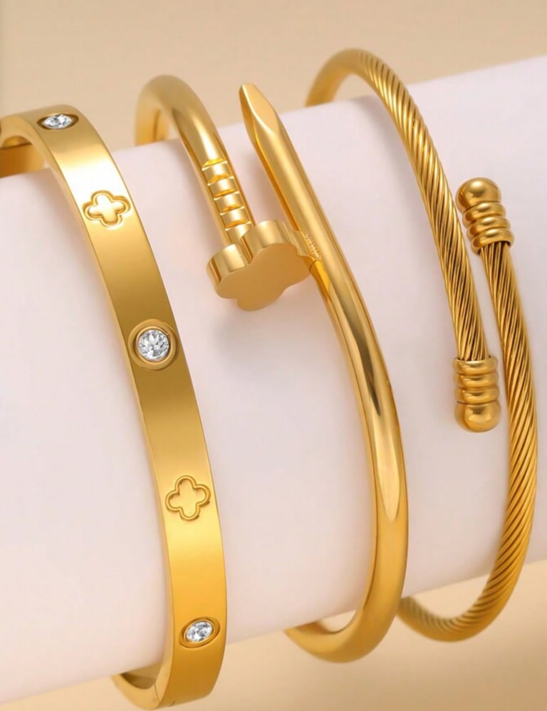 Concrete Flower Bangle Set Image 2