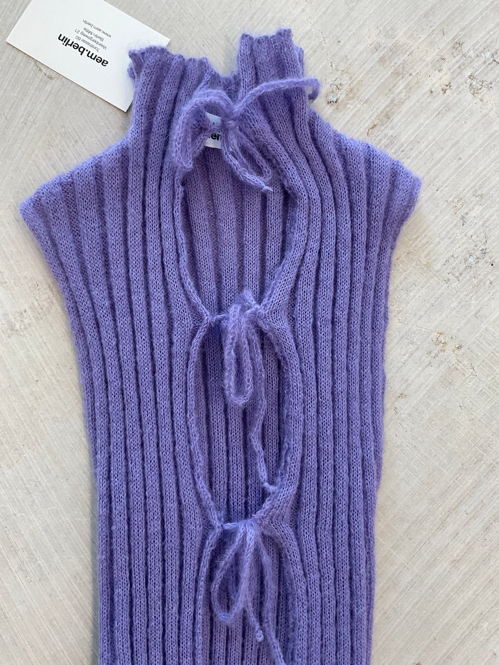 Violet knitted mohair top with bows
