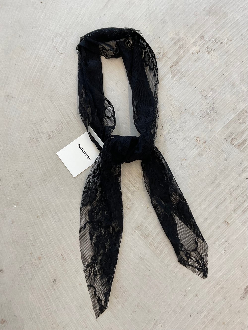 Black lace head scarf headband 