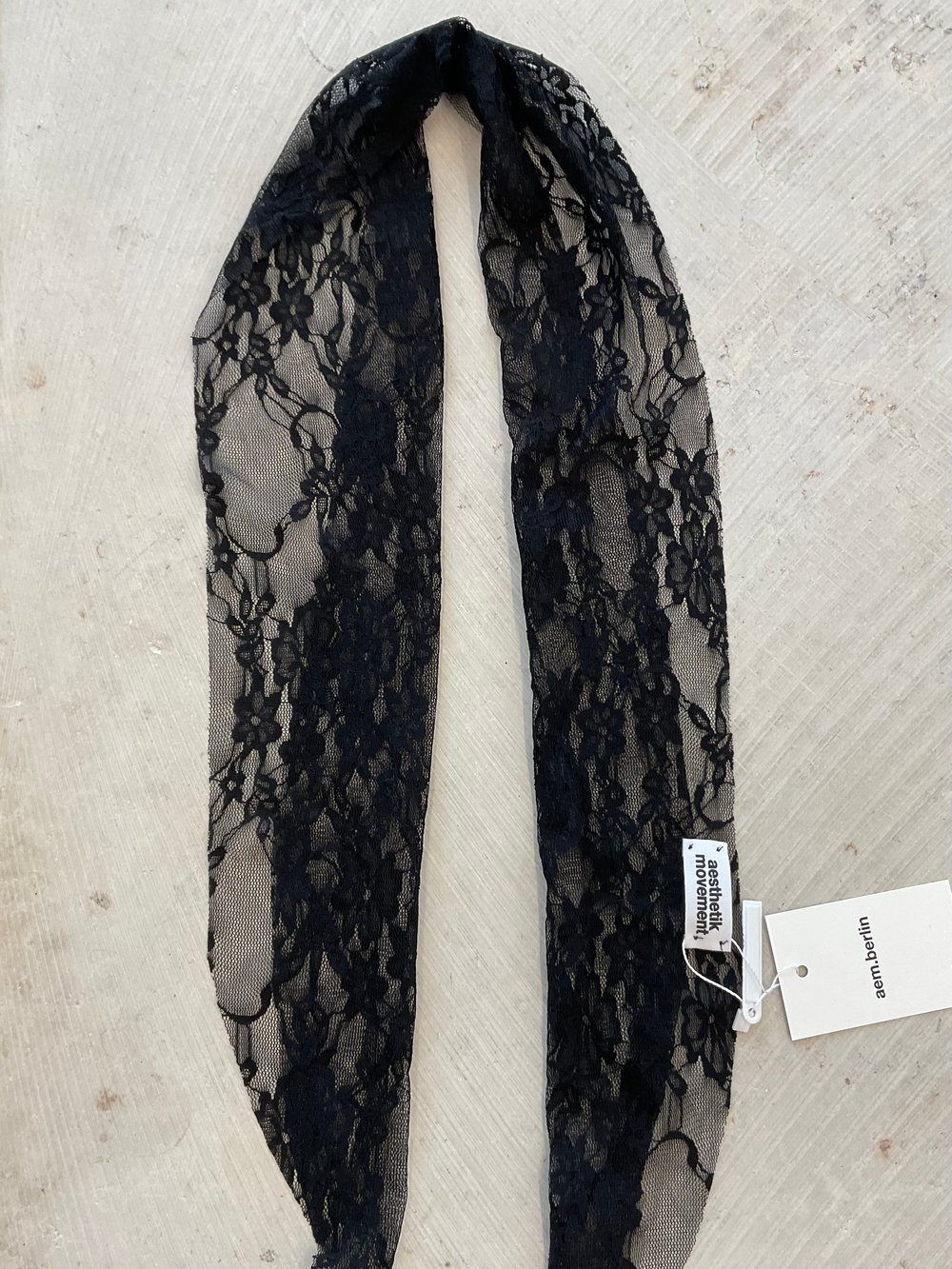 Black lace head scarf headband 