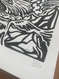 Image 3 of Tryfan A3 linocut print.