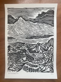 Image 1 of Tryfan A3 linocut print.