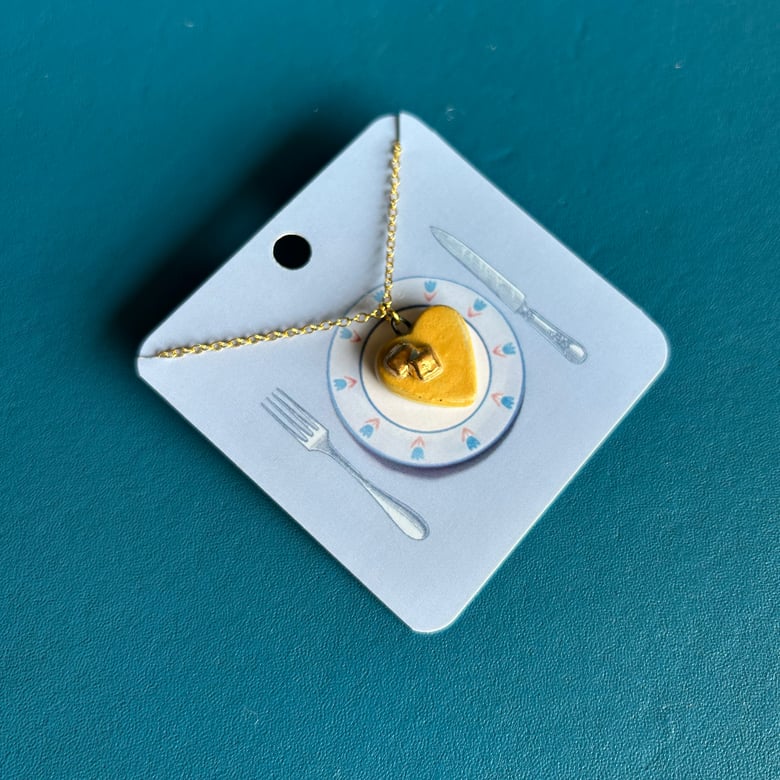 Image of Porcelain Heart Pancake with Gold Butter Pendant