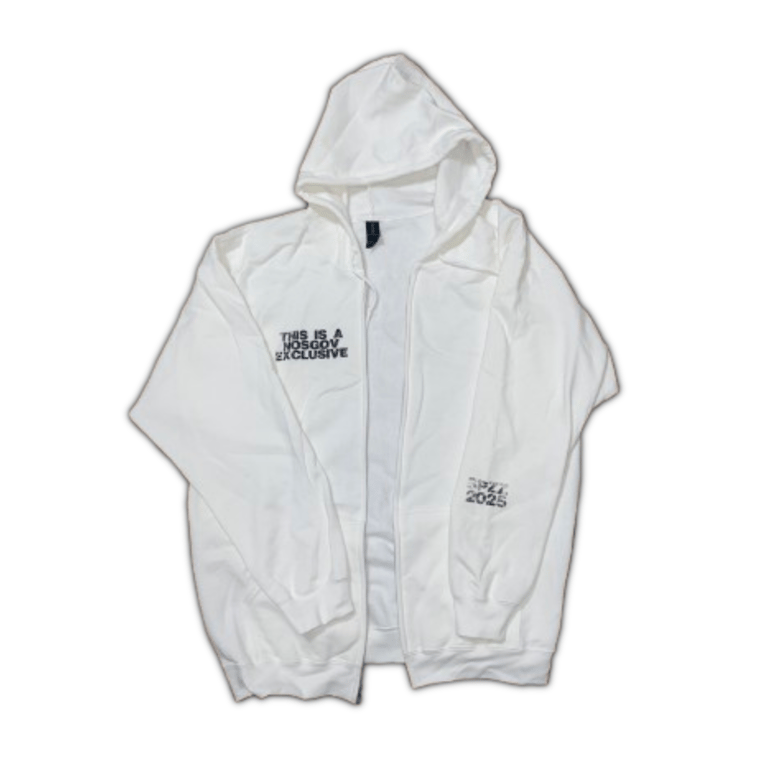 NOSGOV EXCLUSIVE®  WHITE ZIP HOODIE