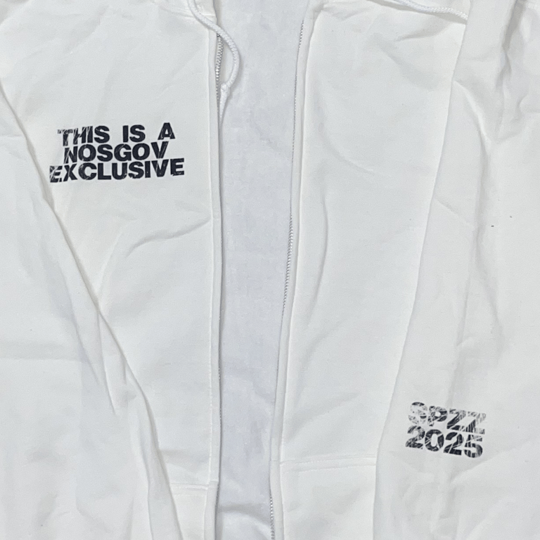 NOSGOV EXCLUSIVE®  WHITE ZIP HOODIE Image 2