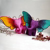 Image 4 of PRE-ORDER 2-3 weeks! Plum & Turquoise Elephant Butterfly Sculpture