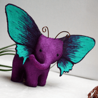 Image 1 of PRE-ORDER 2-3 weeks! Plum & Turquoise Elephant Butterfly Sculpture