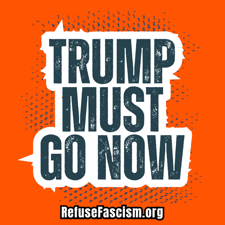 Image of TRUMP MUST GO NOW - STICKER - English