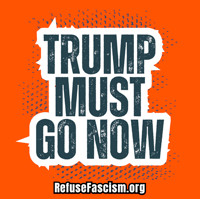 TRUMP MUST GO NOW - STICKER - English