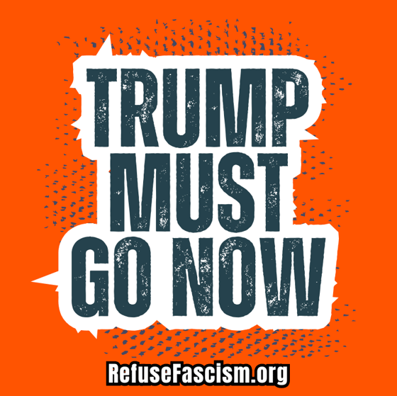 Image of TRUMP MUST GO NOW - STICKER - English