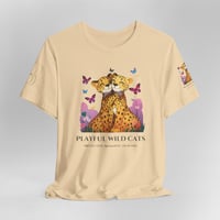 Image 1 of Playful Wild Cats Short Sleeve T-shirt (Cream)