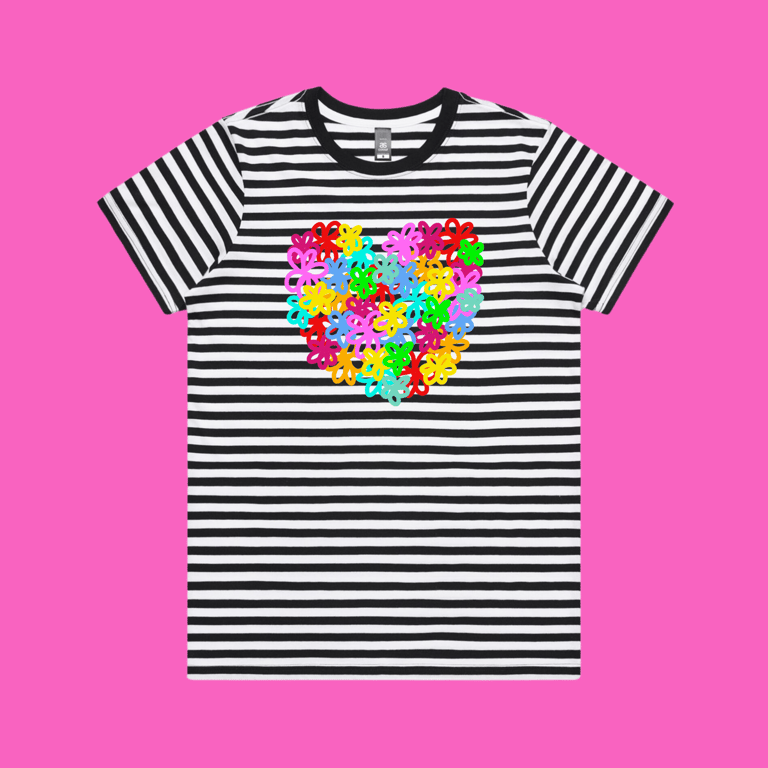 PRE ORDER STRIPES DOODLY FLOWERS TSHIRT 
