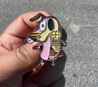 Image 3 of COURAGE SCARED TO THE BONES GLOW IN THE DARK PIN