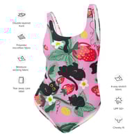 Image 4 of Studio Purr Strawberry Season Kitties One Piece Swimsuit