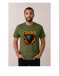Image 1 of COVERED, NOT CRUSHED – Fire-Tested Faith Tee (Unisex)