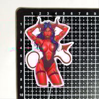 Image 2 of Voluptuous She Devil In A Bodysuit Matte Vinyl Sticker