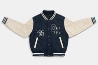 CROP Blue Varsity Jacket