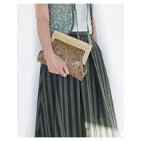 Image 2 of Snake Embossed Leather & Timber Clutch