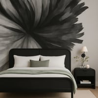 Image 2 of Midnight Bloom – Abstract Floral Black & White Peel and Stick Wallpaper Mural