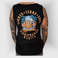 Image 1 of Girly Top "Sommer, Sonne, Suff" Rückendruck - Schwarz