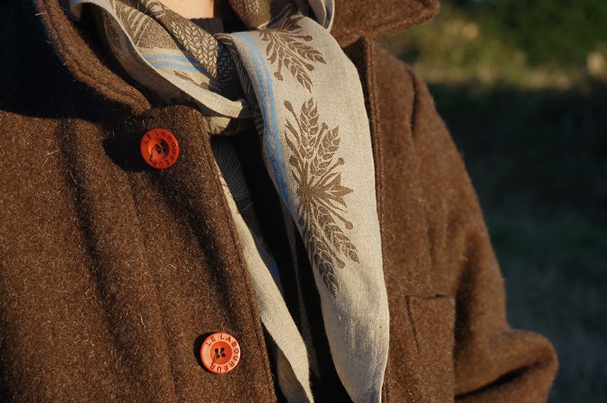 Image of Harvest Festival Scarf - Flax + Peat - Block Printed