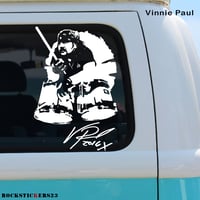 Image 1 of Vinnie Paul vinyl portrait stickers guitar, car, laptop Pantera