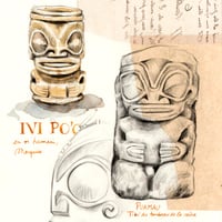Image 3 of Peinture originale - "Collection de Tikis" - 30x40 cm