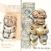 Image 2 of Peinture originale - "Collection de Tikis" - 30x40 cm