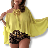 Image 1 of Acid Green Cape Top