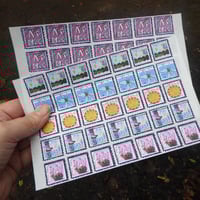 Image 1 of Two sheets of self adhesive faux postage stamps - Hello with Airmail