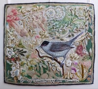 Image 1 of Blackcap in the Hedge - embroidery hanging
