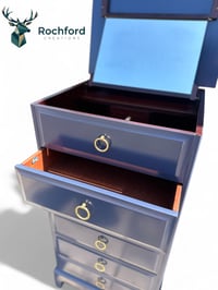Image 5 of Stag Tallboy 6 Drawer Narrow Chest Lift Up Vanity Sprayed in Navy Blue 
