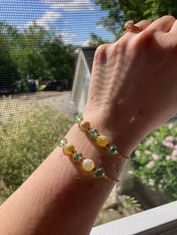 Image 5 of Yellow and turquoise glass bead bracelet 