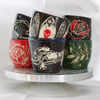 sgraffito cups, florals