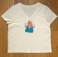 Image 4 of TEE-SHIRT écru col V "UN JOUR APRES L'AUTRE" - COLLAB' MATHOU