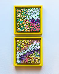 Image 1 of Set of 2 Handmade Floral Paintings; Original Art