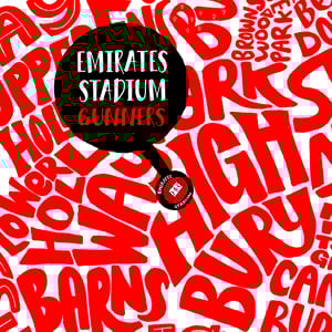 Image of Emirates Stadium - The Gunners - North London Typographic Map