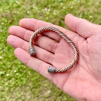 Image 2 of Copper and Stainless Spoke Twisted Barrel Cuff 1