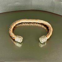 Image 1 of Copper and Stainless Spoke Twisted Barrel Cuff 1