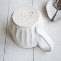 Image 10 of Hand Carved White Mug with Rustic Groves, 11 Ounce Pottery Mug, Made in USA